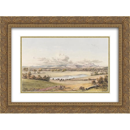 Eugene von Guerard 2x Matted 24x18 Gold Ornate Framed Art Print 'Ben Lomond, Epping Forest, Tasmania '