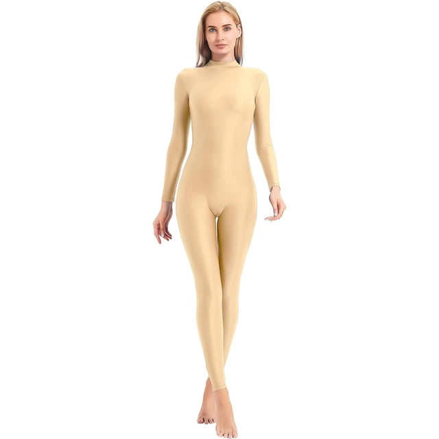 Speerise Mono ajustado de una pieza con cremallera y cuello alto para adulto, leotardo de cuerpo completo, mono ajustado para mujer
