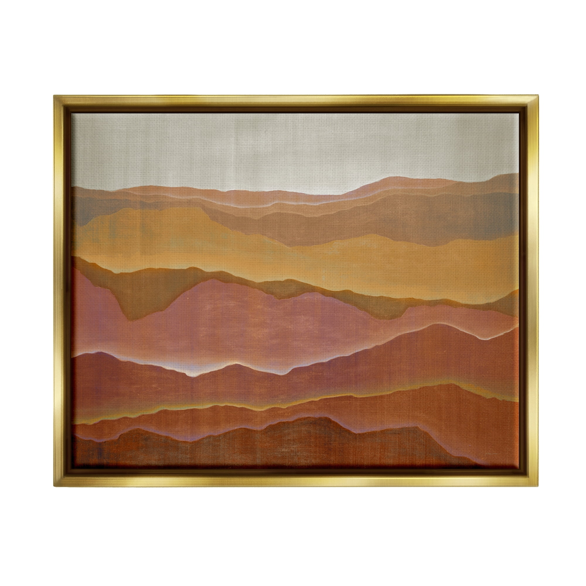 Stupell Industries Warm Glowing Mountain Range Overlay Desert Landscape Painting Metallic Gold Floating Framed Canvas Print Wall Art, Design by Liz Jardine