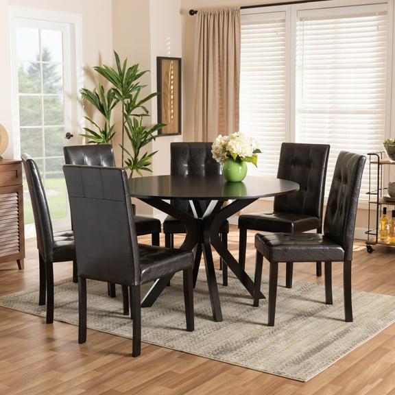 Baxton Studio Marie Modern Dining Set, Espresso Brown