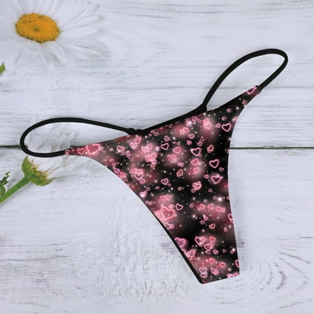 

dmqupv Bikini Underwear Women Seamless Pack Valentine Day Thongs For Women Low Waist Stretch Long Underwear Women Hiking Black Small