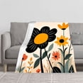 thumbnail image 2 of Stylish Floral Flannel Blanket - Durable Soft & Warm Featuring Whimsical Black Flower Design with Vibrant Orange Yellow & Red Accents, 2 of 7