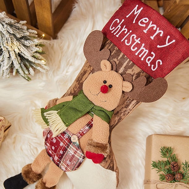 XWSHYW Juguetes para Niños Pequeños Calcetines Navideños Decorativos, Regalos Navideños de Nochebuena para Niños, Bolsa Colgante para Árbol de Navidad