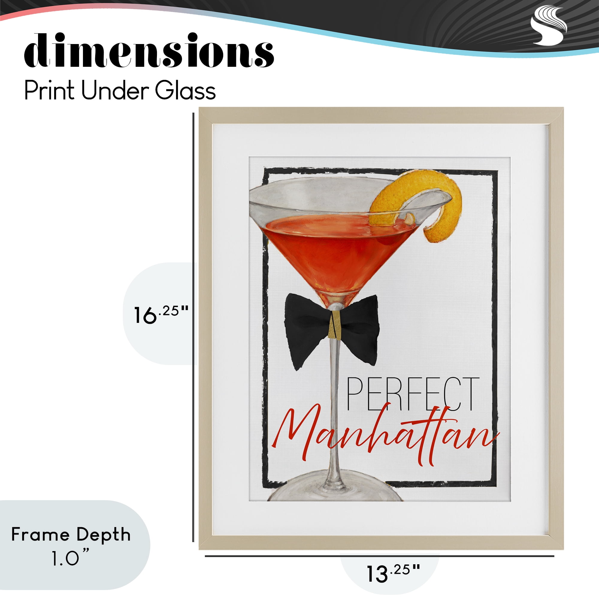 Stupell Industries Perfect Manhattan Cocktail Birch Framed Print Under Glass, design by Lorenzo Collective