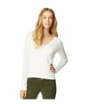 thumbnail image 2 of Aeropostale Womens Solid Ls Lattice Front Embellished T-Shirt, Off-White, Juniors, X-Large, 2 of 2