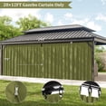 thumbnail image 3 of Pakunoda 16' X 6.5' Gazebo Universal Replacement Privacy 4-Panel Curtains, Waterproof Outdoor Curtains Light Green Sidewall with Zipper for Patio Garden Backyard 12' X 20' Gazebo, Curtain Only, 3 of 8