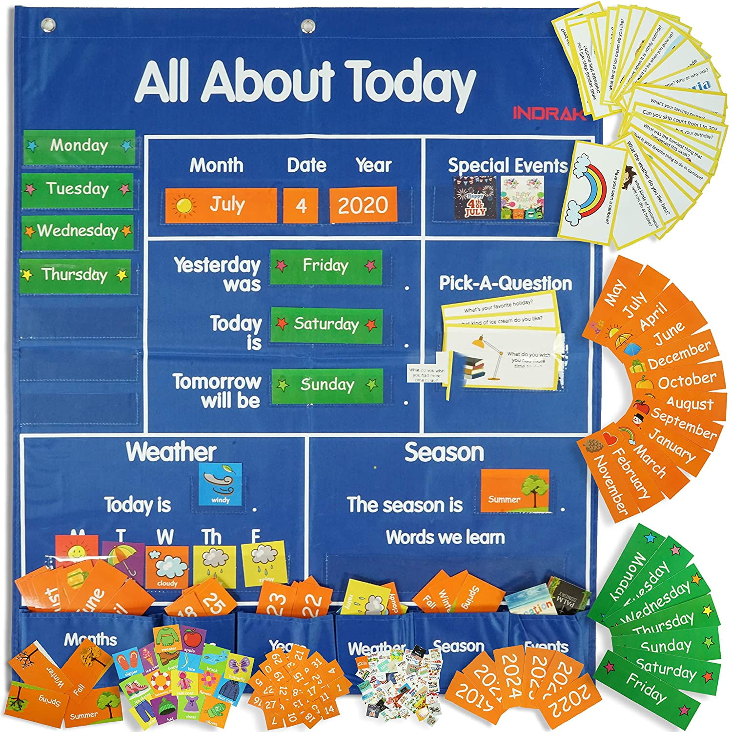 192 Piece for classroom pocket chart with Daily School Calendar and