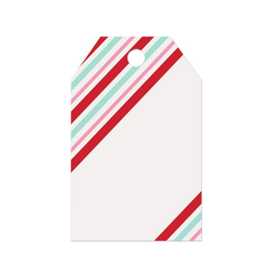 Candy Stripe Gloss Gift Tags - 3 1/2in. X 2 1/4in. - 50 Pack (ptcst50) - Holiday Gift Tags, Christmas Gift Wrap