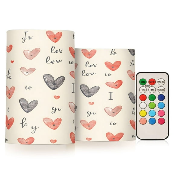ALAZA Love Heart 2 PCs LED Flickering Flameless Candles with Remote Timer Battery Operated Candle