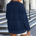 thumbnail image 6 of ClodeEU Womens Plus Size Striped Sweatshirts ,Long Sleeve Lapel Collared Pullover, Casual Soft Pullover Tops Shirts Dark Blue,Womens Plus L, 6 of 8