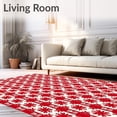 thumbnail image 2 of ODIKA 8'x10' Machine Washable Non-Slip Area Rug, Holiday Tartan Plaid with Vintage Starburst Embellishments High Traffic Rug, Red, 610838, 2 of 7