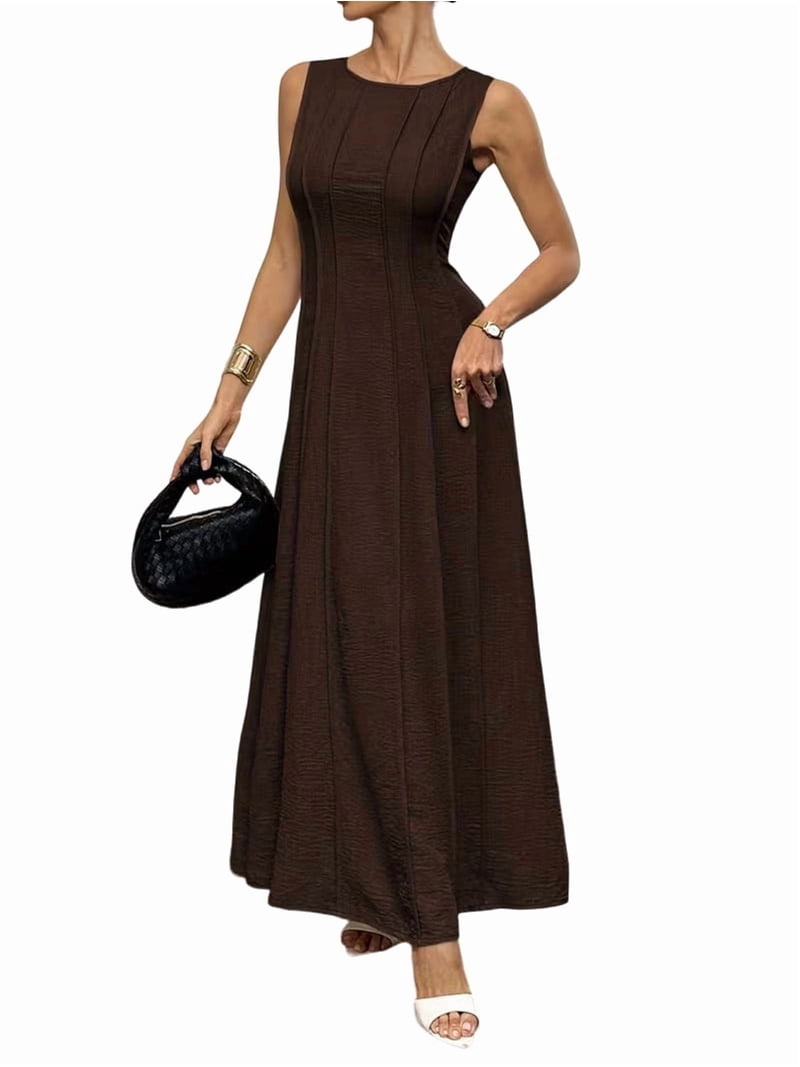 brown modest maxi dress Satin Maxi Dress