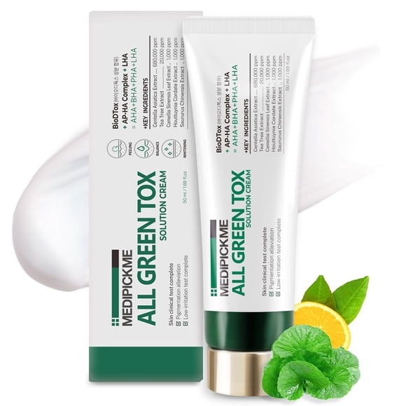MEDIPICKME Crema de solución Tox All Green 1.69 fl oz | Crema de Cica | Rutina diaria suave de cuidado de la piel para un efecto calmante e hidratante