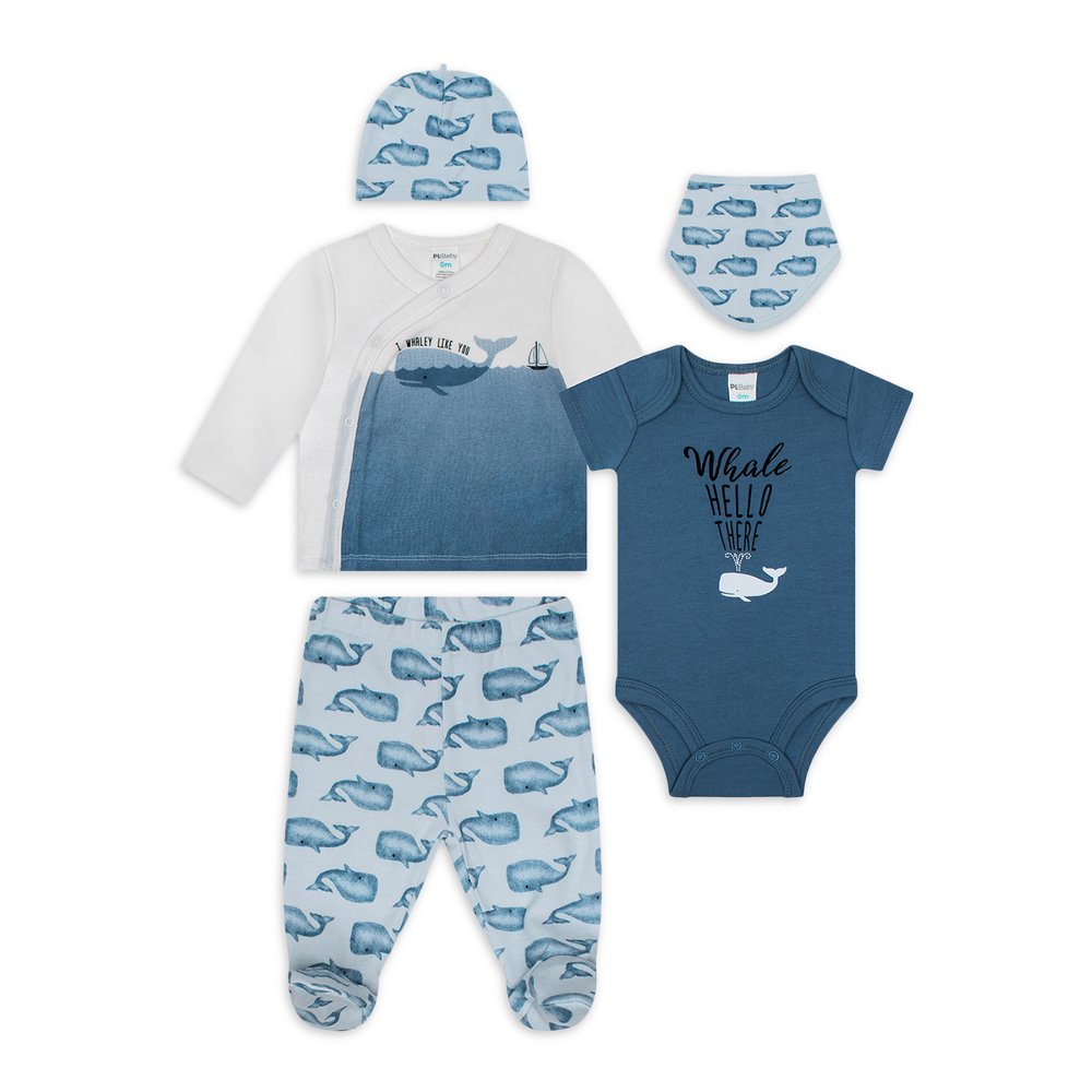 Petit Lem Petit Lem Baby Boy 5 Piece Set Light Blue