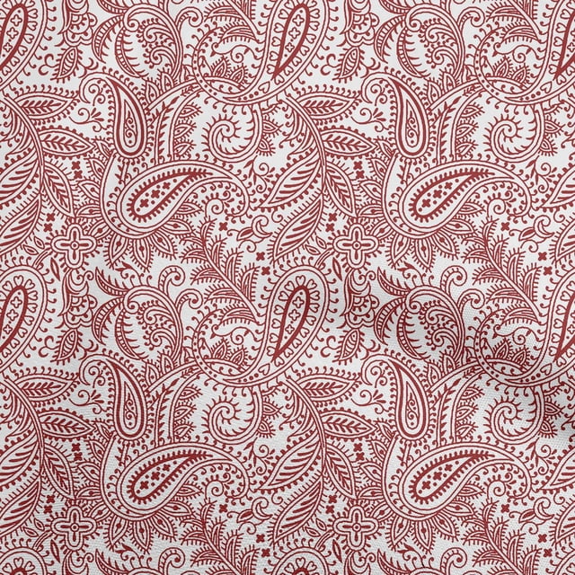 oneOone Tissu en Coton et Soie Rouge Foncé Tissu pour Robe Tissu Imprimé au Mètre 42 Pouces de Large