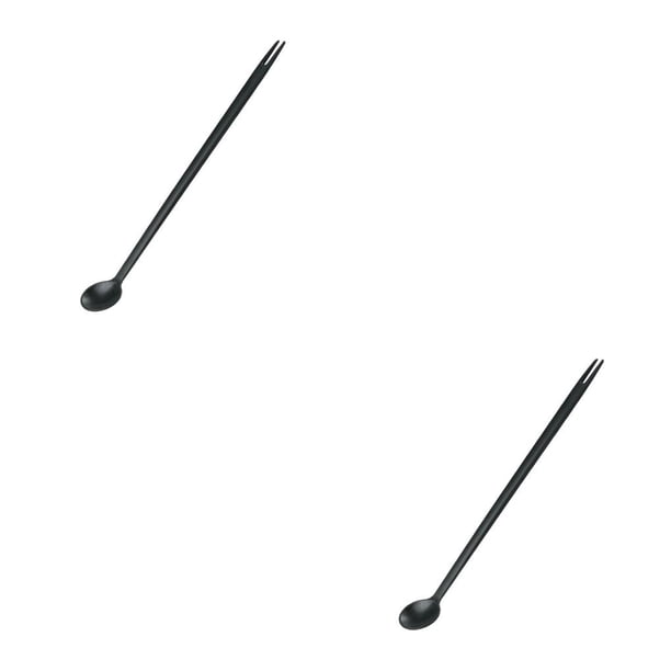 Cuchara 2 en 1 Monstrate tenedor de fruta resistente al calor utensilios de cocina multifuncionales Negro 2piezas
