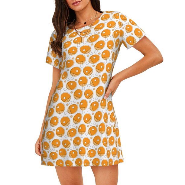 Balery Ping-Pong Table Tennis Racket Camisón de manga corta con cuello redondo para mujer, cómodo y elegante.