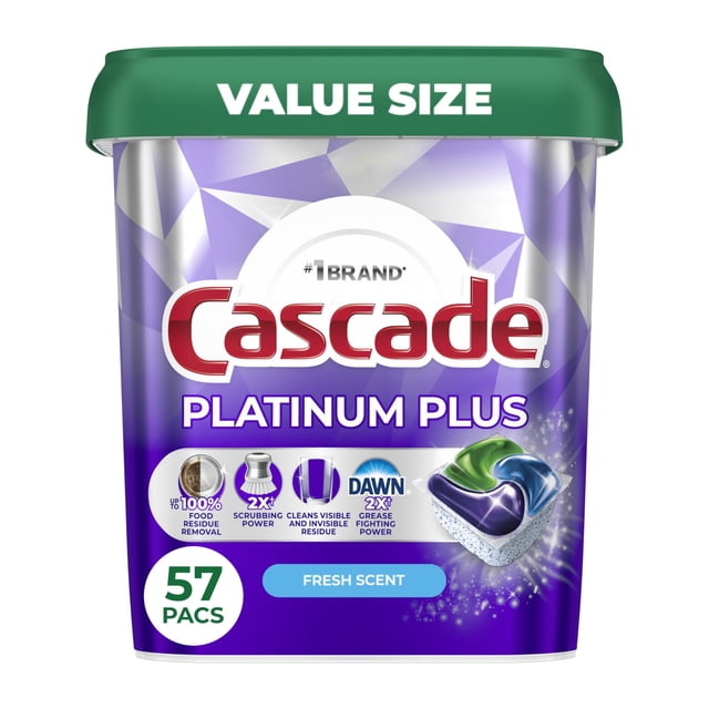 Cápsulas para lavavajillas Cascade Platinum Plus Fresh Scent, 57 unidades