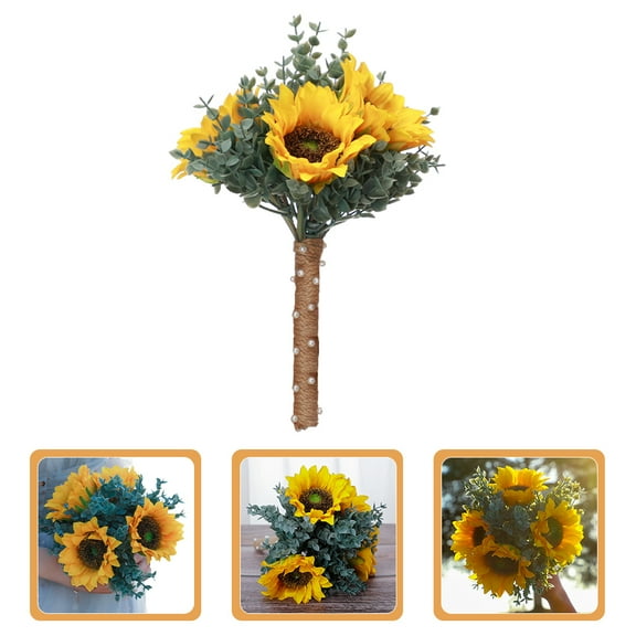 Masteelf Romantic Silk Sunflower Bouquet for Wedding Decor Multi Color Lifelike Artificial Flowers