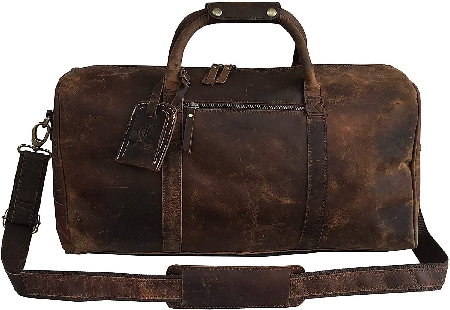 21" Genuine Buffalo Leather Travel Duffle Bag | Overnight Weekend Leather Bag | Sports Gym Duffel for Men| Airplane Under Seat Carry on Bags