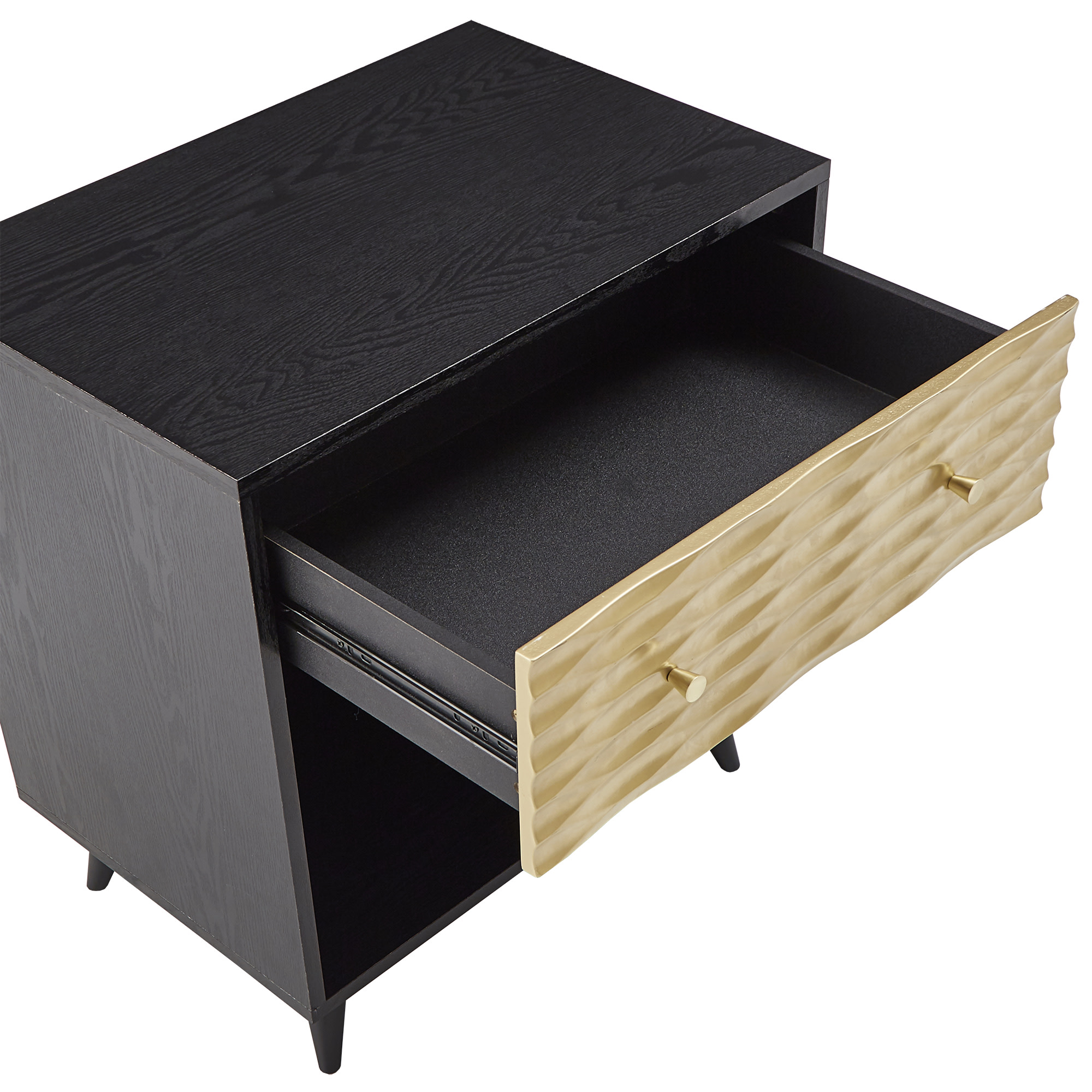 Weston Home Telina Rectangular Wood Two-Tone 1-Drawer End Table, Black/Natural