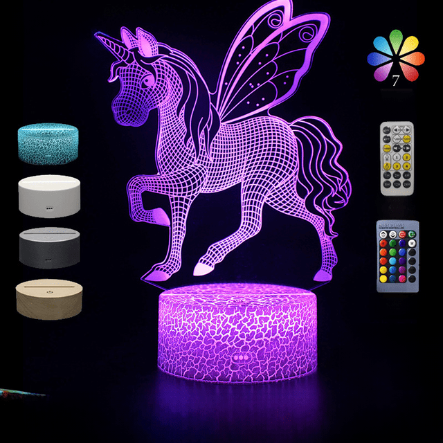 Lámpara de escritorio 3D de la serie Unicorn, lámpara LED, regalos creativos, luz nocturna visual tridimensional colorida