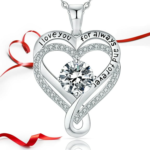 Inadays Necklaces for Women Jewelry for Women Gifts for Her Infinity Heart Birthstone I Love You Necklace S925 Sterling Silver Wedding Anniversary Birthday Gifts for Mom Wife Girlfriend.