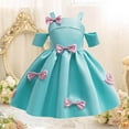 thumbnail image 2 of Little Girls Summer Dresses A Girl'S With A Blue Bow Tie And A H Al Ter Neckline Made Of A Fabric That Is Light And Airy. Flower Girl Dresses Size 8-9T, 2 of 9