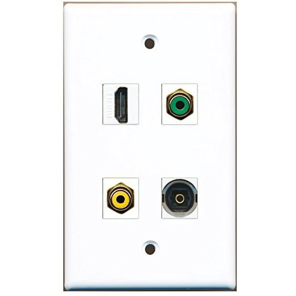 RiteAV - 1 Port HDMI 1 Port RCA Yellow 1 Port RCA Green 1 Port Toslink Wall Plate