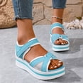 thumbnail image 6 of Viluyesy Women's Platform Sandals, Wide Width Comfortable Breathable Peep Toe Thick Sole Casual Roman Shoes Sky Blue 6, 6 of 9