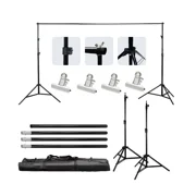 Adjustable Background Stand, 7ft Height x 10ft Wide Adjustable Photo Video Backdrop Stand with Carry Bag, Clamps for Wedding Party Stage Decoration Black