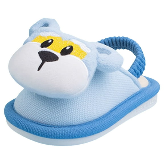 Toddler Kids Slip On Cartoon House Slippers Boys Girls Lightweight Beadroom Slides with Elastic Strap