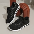 thumbnail image 3 of HEWUQI Women's Walking Running Shoes Lace up Quilting Tennis Casual Fashion Sneakers Comfortable Non Slip Work Sport Athletic Footwear Black Size 6, 3 of 6
