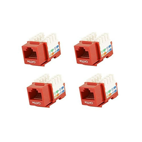 eDragon 4 Pack Cat5E Punch Down Keystone Jack - Red