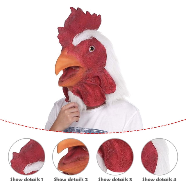 Máscara de cabeza de pollo para Halloween, divertida máscara de para festivales de juegos de rol.