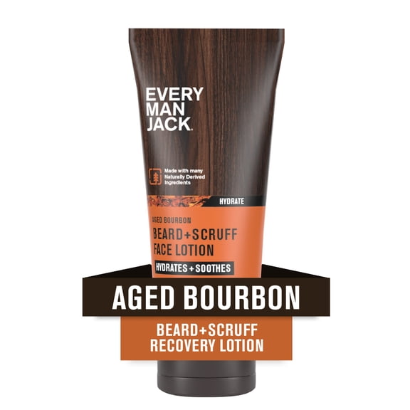 Every Man Jack Aged Bourbon Beard   Scruff Face Lotion for Men, Naturally Derived, 3.2 oz