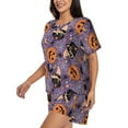 thumbnail image 2 of Fotbe Vintage Halloween Black Cat Print Pajama Set for Women 2 Piece Loungewear Short Sleeve Tops and Shorts Set Soft Sleepwear-XX-Large, 2 of 7