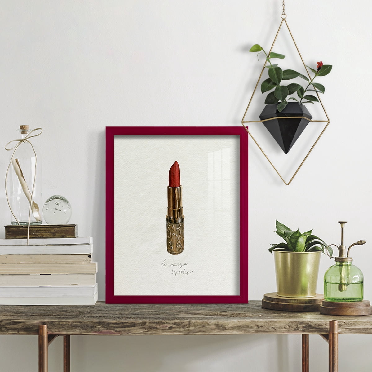 Gilded Toiletries III - Framed Print w/glass - Cherry Red