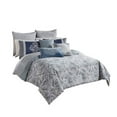 thumbnail image 1 of Benjara BM227744 Polyester Comforter Set with Damask Prints, Blue & Gray - Queen Size - 9 Piece, 1 of 1