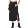 thumbnail image 1 of Falda Cargo de Denim INSPIRE CHIC para Mujeres, Falda Midi de Jean con Corte en la Parte Inferior y Bolsillo, Color Negro, 1 of 5