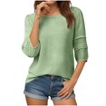 thumbnail image 5 of Hurxie Womens Short Sleeve Sweaters Summer Lightweight V Neck Pullover Tops Dressy Business Casual Blouses Clothes Green L, 5 of 7