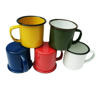 VeSteel Enamel Camping Mug Set of 6, Colourful Metal Coffee Tea