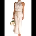 thumbnail image 3 of Vestido de Satén de Verano 2025 para Mujer, Elegante, Sin Mangas, con Cuello Alto, para Cóctel o Fiesta. Albaricoque L, 3 of 7