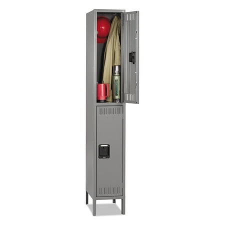 Tennsco Double Tier Locker with Legs, Single Stack, 12w x 18d x 78h, Medium Gray