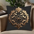 thumbnail image 5 of Set of 2 18x18in Throw Pillow Covers - Elegant Black with Gold Floral Scroll Pattern Luxurious Decorative Cushion Cases for Couch Bed Car, 5 of 8