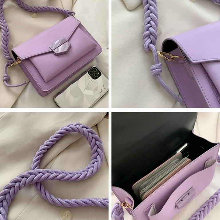 Fashionable Solid Color Flap Square Bag With Adjustable Shoulder Strap