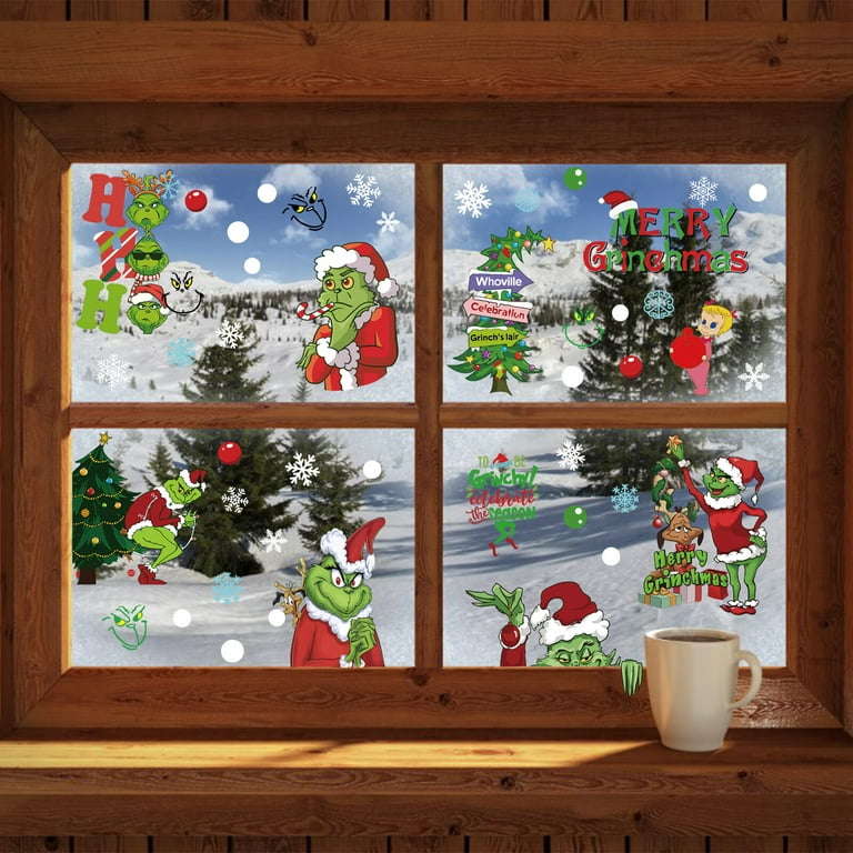  Whaline 352Pcs Christmas Window Clings Stickers Double-Sided  Merry Christmas Tree Snowflake Window Decals White Holiday PVC Stickers for  Home Shop Window Glass Display Decoration, 9 Sheets : Home & Kitchen