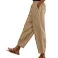 thumbnail image 2 of Brown Wide Leg Sweatpants Women's Pocket Cotton Linen Fashion Solid Color Pants Slim Casual Long Pants Fashion Clothing, 2 of 5