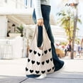 thumbnail image 6 of SUOSDEY Summer Beach Tote Bag for Women with Heart Knit,Hollow Crochet Shoulder Bag Aesthetic Boho Hobo Bag, 6 of 7