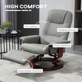 thumbnail image 5 of Faux Leather Manual Recliner With Swivel Wood Base Padded Armrest, 5 of 8